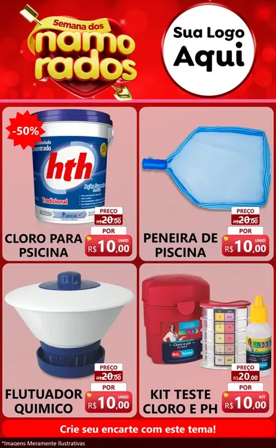 Modelo de Encarte para Encarte Grande com o tema Semana dos namorados para Produtos para Piscina