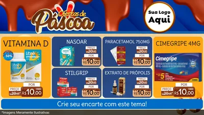 Modelo de TV para TV Horizontal com o tema Ofertas de Páscoa para Farmácia