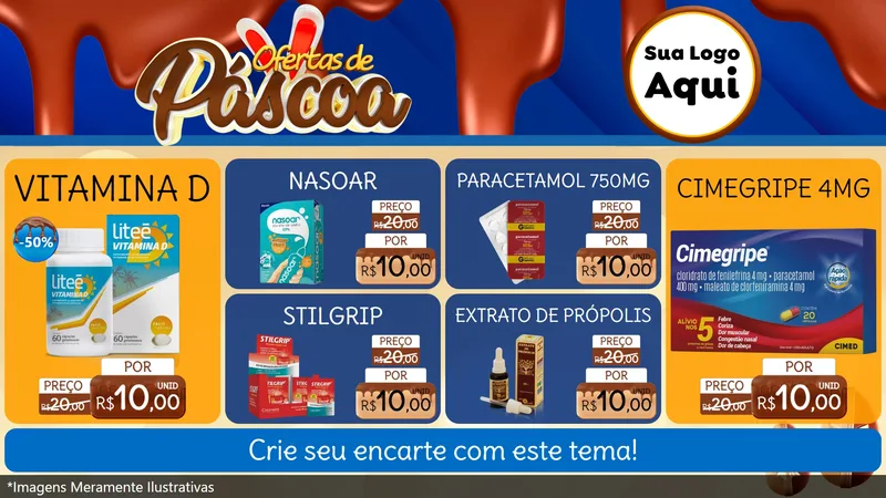 Modelo de TV para TV Horizontal com o tema Ofertas de Páscoa para Farmácia