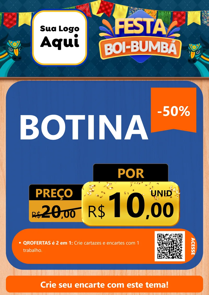 Modelo de Cartaz para Cartaz A4 Vertical com o tema Festa Boi Bumbá para Agropecuária