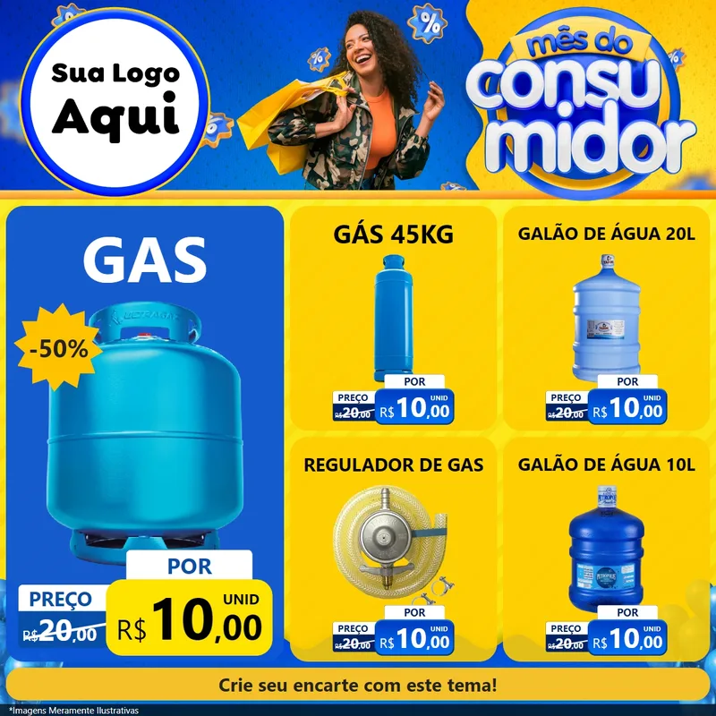 Modelo de Rede Social para Feed Facebook com o tema Mês do Consumidor para Água e gás