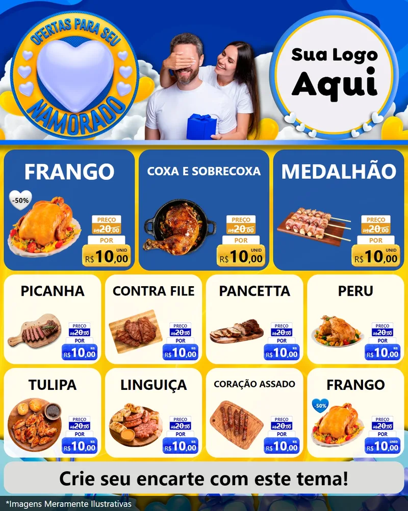 Modelo de Rede Social para Feed Instagram com o tema Ofertas Para Seu Namorado para Assados