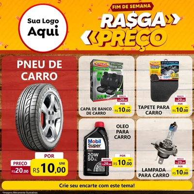 Modelo de Rede Social para Feed Facebook com o tema Fim de Semana Rasga Preços para Auto peças