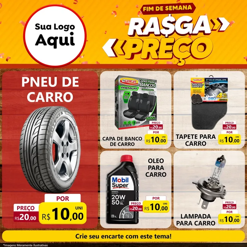 Modelo de Rede Social para Feed Facebook com o tema Fim de Semana Rasga Preços para Auto peças