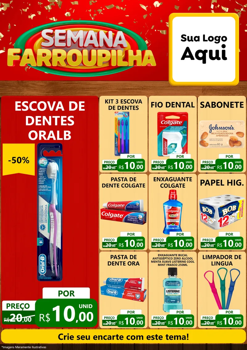 Modelo de Encarte para Encarte A4 Vertical com o tema Semana Farroupilha para Higiene Pessoal