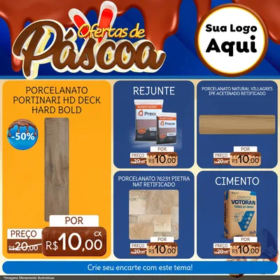 Modelo de Rede Social para Feed Facebook com o tema Ofertas de Páscoa para Pisos e revestimentos