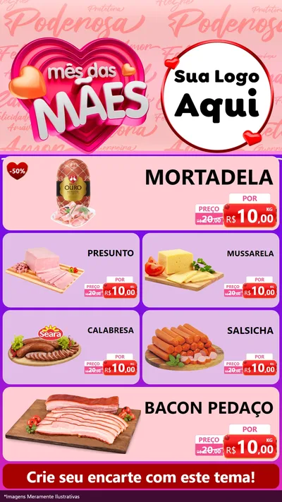 Modelo de TV para TV Vertical com o tema Mês Das Mães para Frios e Laticínios