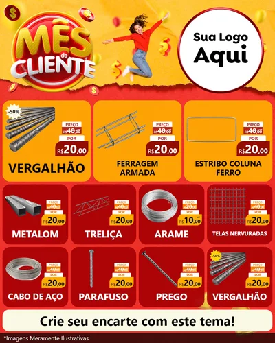 Modelo de Rede Social para Feed Instagram com o tema Mês do Cliente para Ferragens