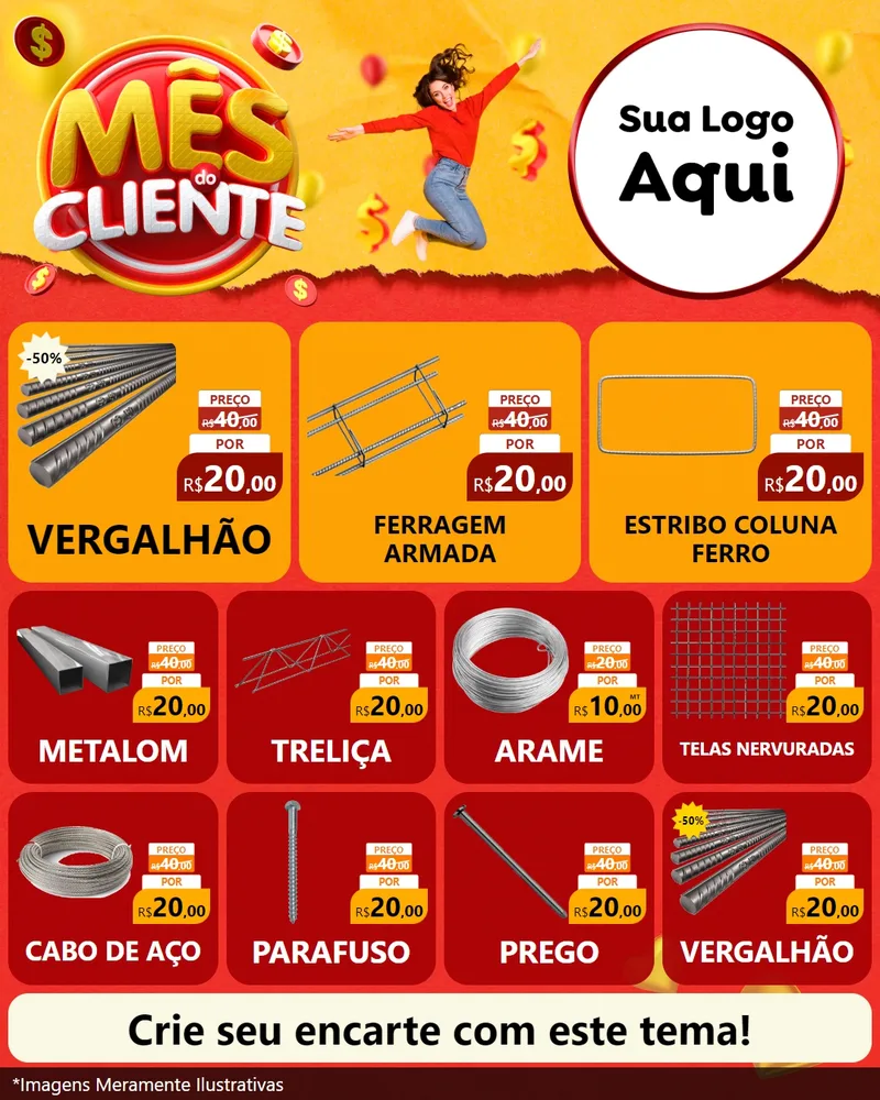 Modelo de Rede Social para Feed Instagram com o tema Mês do Cliente para Ferragens