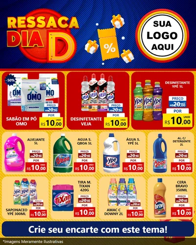 Modelo de Rede Social para Feed Instagram com o tema Ressaca Dia D para Produtos de Limpeza