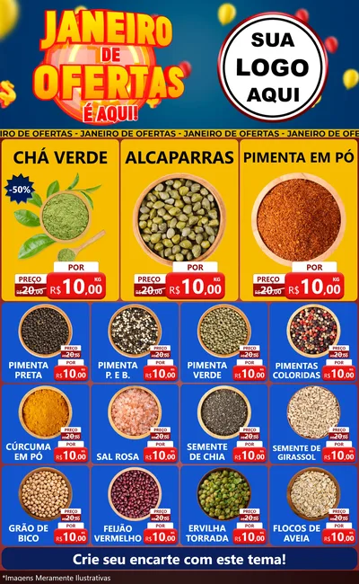 Modelo de Encarte para Encarte Grande com o tema Janeiro de Ofertas É Aqui! para Produtos Naturais