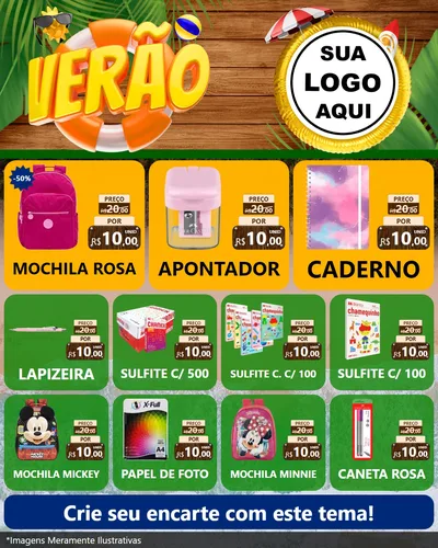 Modelo de Rede Social para Feed Instagram com o tema Verão para Papelaria