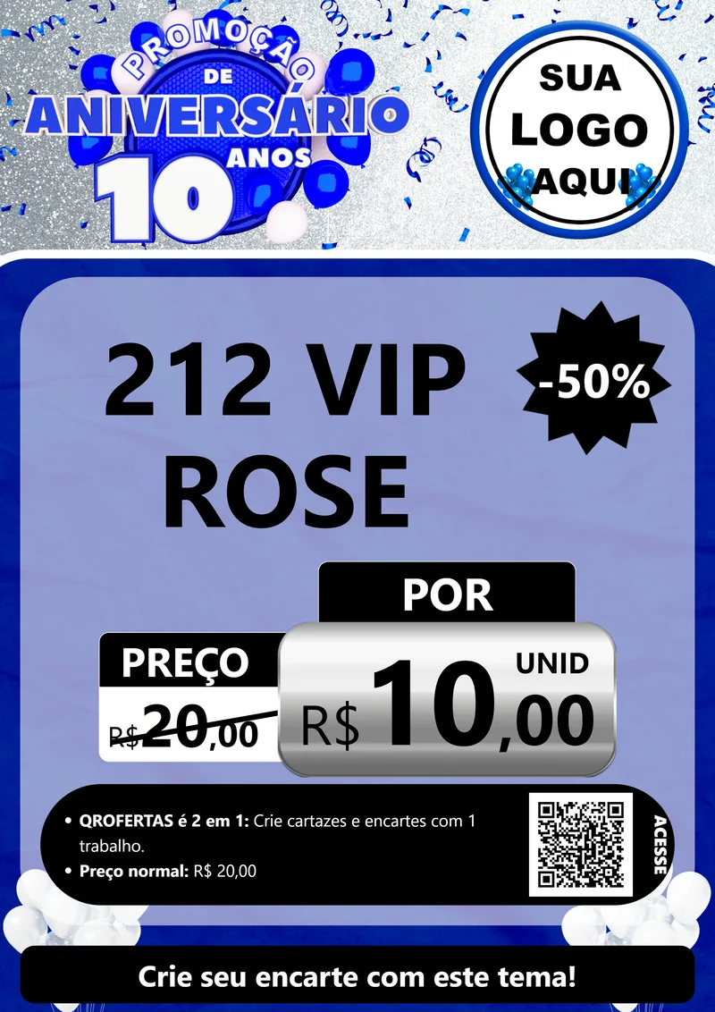 Modelo de Cartaz para Cartaz A4 Vertical com o tema Promoção de Aniversário - 10 Anos para Perfumes