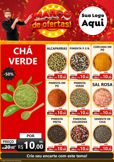 Modelo de Encarte para Encarte A4 Vertical com o tema Março de Ofertas! para Produtos Naturais