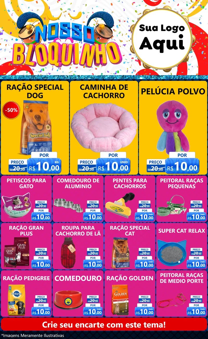 Modelo de Encarte para Encarte Grande com o tema Nosso Bloquinho para Pet Shop