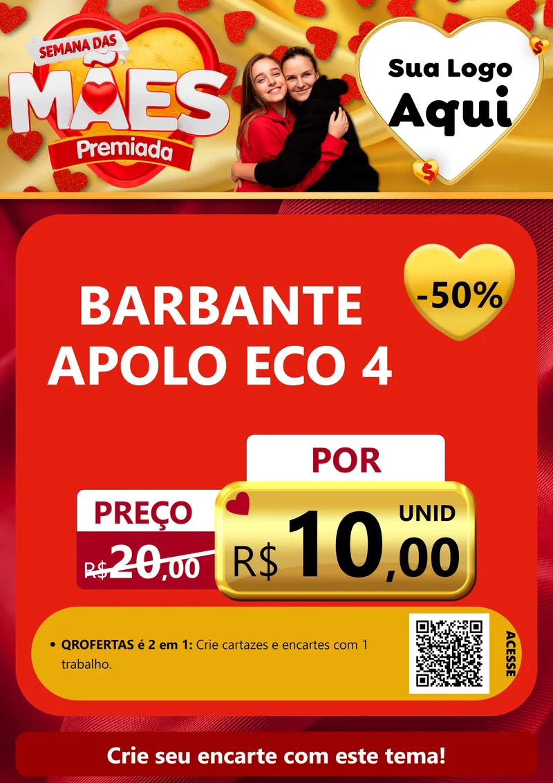 Modelo de Cartaz para Cartaz A4 Vertical com o tema Semana das Mães Premiada para Armarinho e Aviamentos