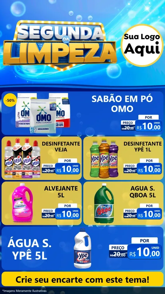 Modelo de TV para TV Vertical com o tema Segunda da Limpeza para Produtos de Limpeza