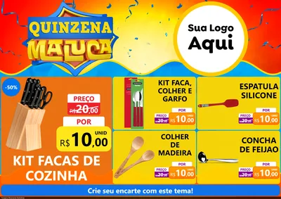 Modelo de Encarte para Encarte A4 Horizontal com o tema Quinzena Maluca para Utilidades Domésticas