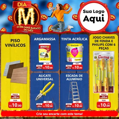 Modelo de Rede Social para Feed Facebook com o tema Dia M - O Dia Mais Barato Do Mês para Material para Construção