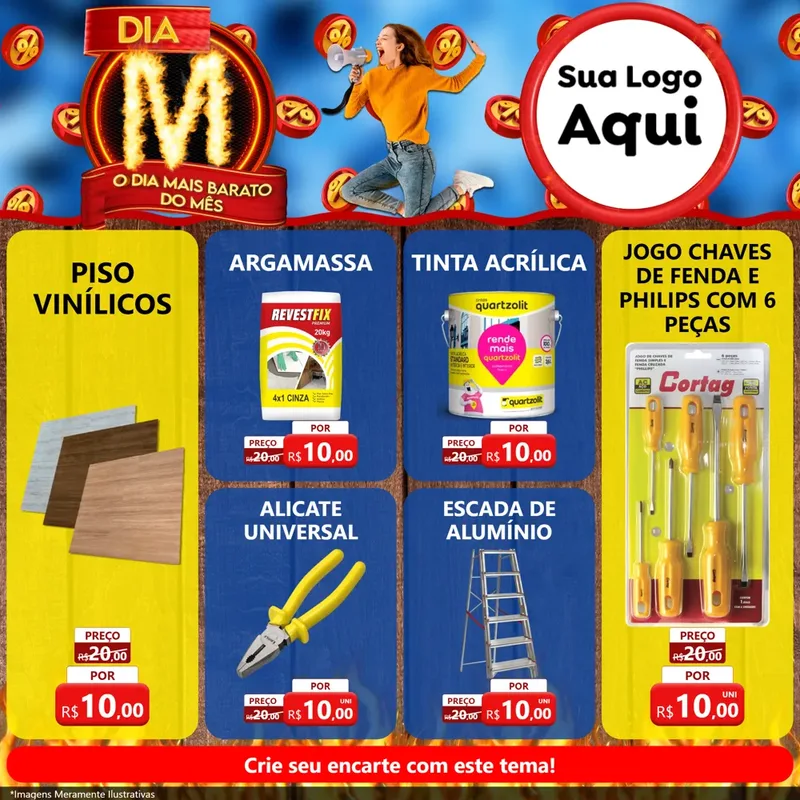 Modelo de Rede Social para Feed Facebook com o tema Dia M - O Dia Mais Barato Do Mês para Material para Construção