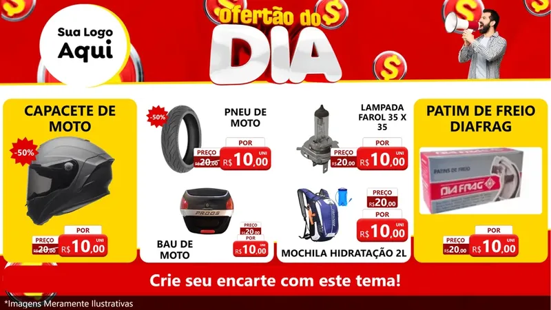 Modelo de TV para TV Horizontal com o tema Ofertão do dia para Moto peças