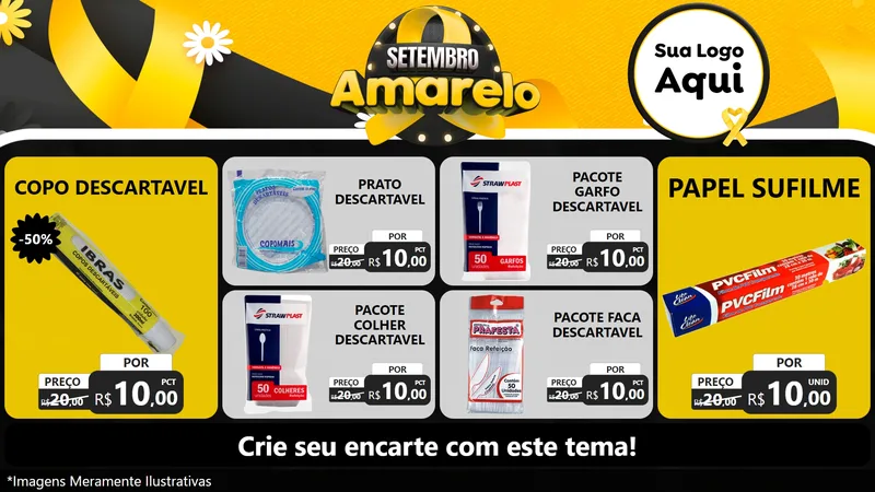 Modelo de TV para TV Horizontal com o tema Setembro Amarelo para Embalagens
