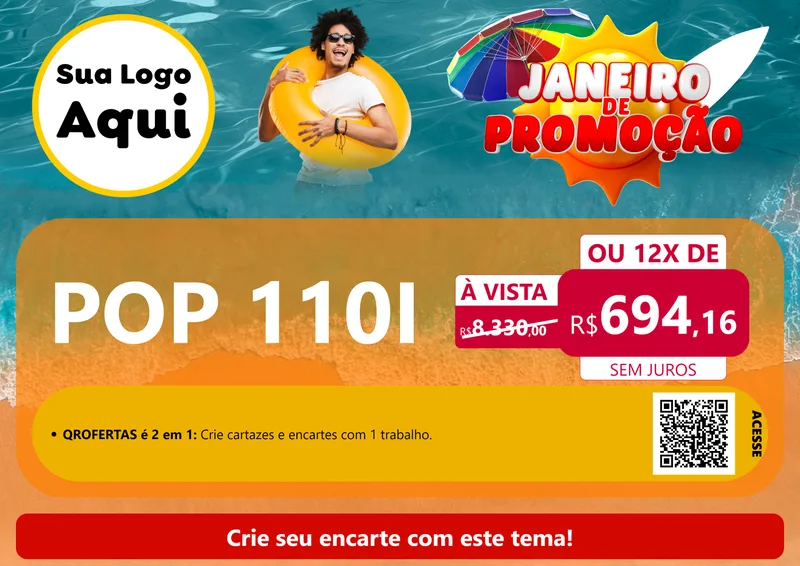 Modelo de Cartaz para Cartaz A4 Horizontal com o tema Janeiro de Promoção para Concessionaria de Motos