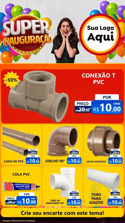 Modelo de Rede Social para Stories com o tema Super Inauguração para Tubos e conexões