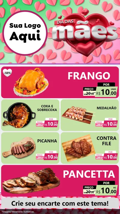 Modelo de TV para TV Vertical com o tema Dia das Mães para Assados