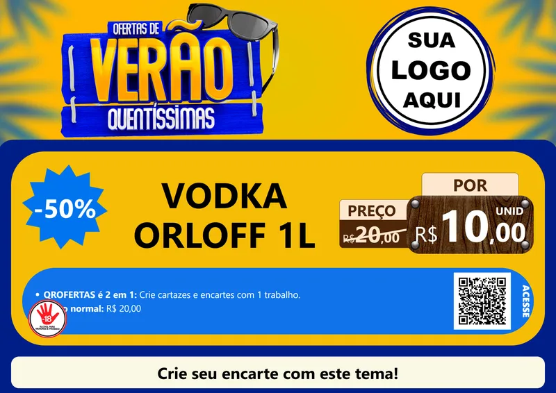 Modelo de Cartaz para Cartaz A4 Horizontal com o tema Ofertas de Verão Quentíssimas para Distribuidora de bebidas