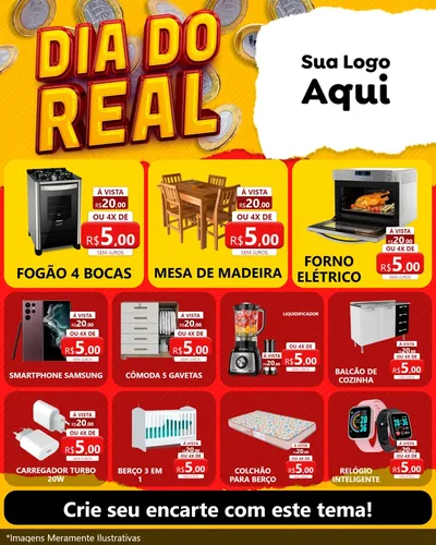 Modelo de Rede Social para Feed Instagram com o tema Dia Do Real para Móveis e Eletro