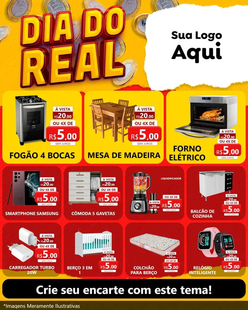 Modelo de Rede Social para Feed Instagram com o tema Dia Do Real para Móveis e Eletro