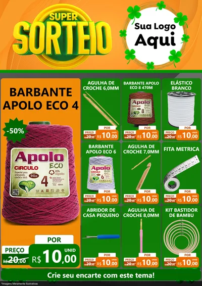 Modelo de Encarte para Encarte A4 Vertical com o tema Super Sorteio para Armarinho e Aviamentos