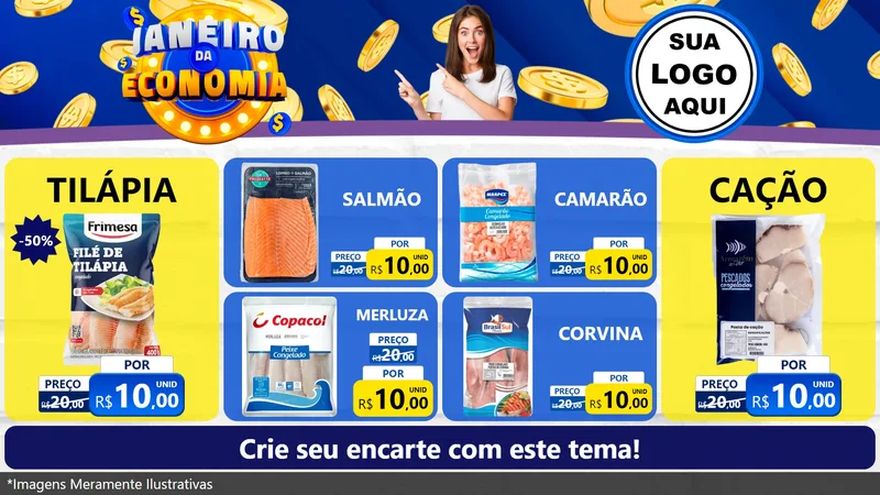 Modelo de TV para TV Horizontal com o tema Janeiro da Economia para Peixaria