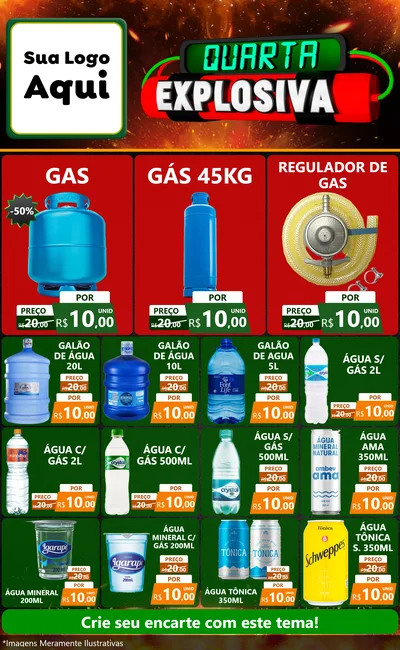 Modelo de Encarte para Encarte Grande com o tema Quarta Explosiva para Água e gás
