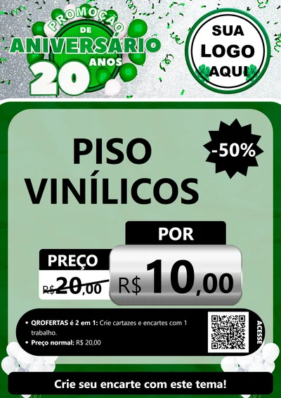 Modelo de Cartaz para Cartaz A4 Vertical com o tema Promoção de Aniversário - 20 Anos para Material para Construção