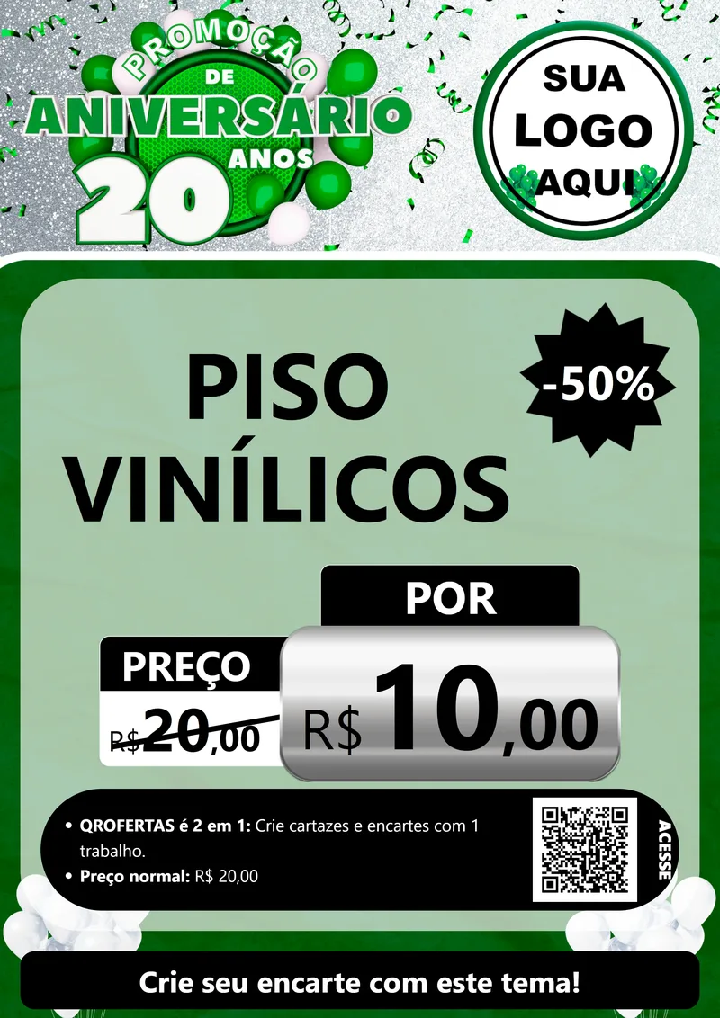Modelo de Cartaz para Cartaz A4 Vertical com o tema Promoção de Aniversário - 20 Anos para Material para Construção