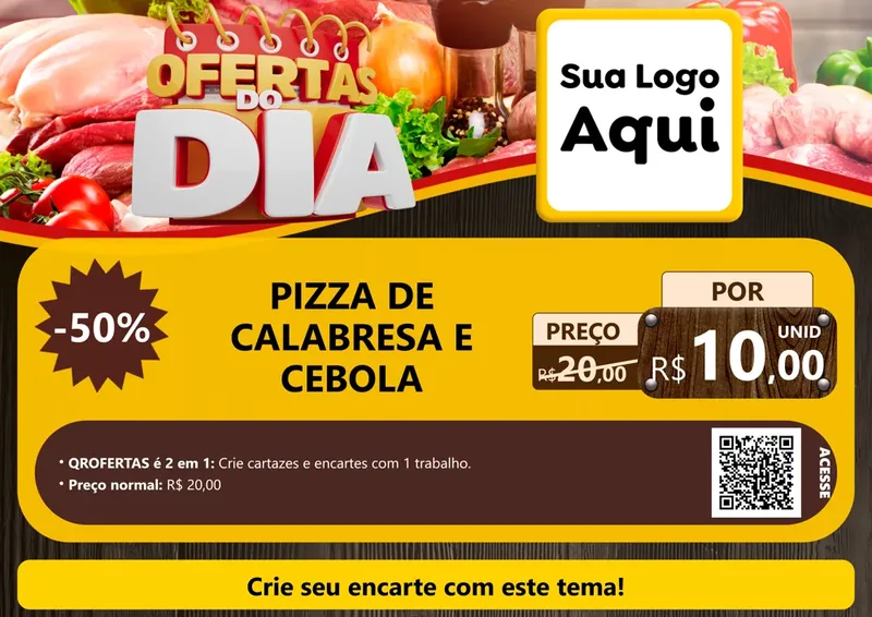 Modelo de Cartaz para Cartaz A4 Horizontal com o tema Ofertas do Dia para Pizzaria