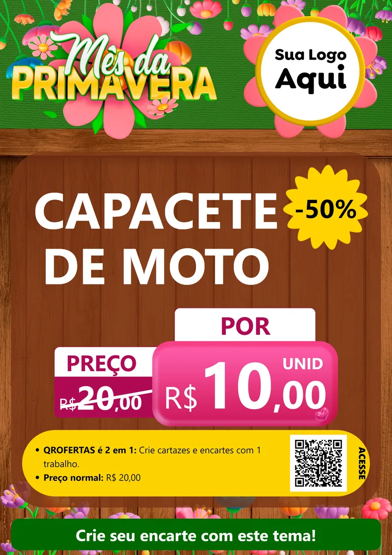 Modelo de Cartaz para Cartaz A4 Vertical com o tema Mês da Primavera para Moto peças