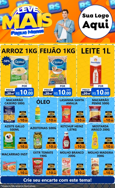 Modelo de Encarte para Encarte Grande com o tema Leve Mais, Pague Menos para Supermercado