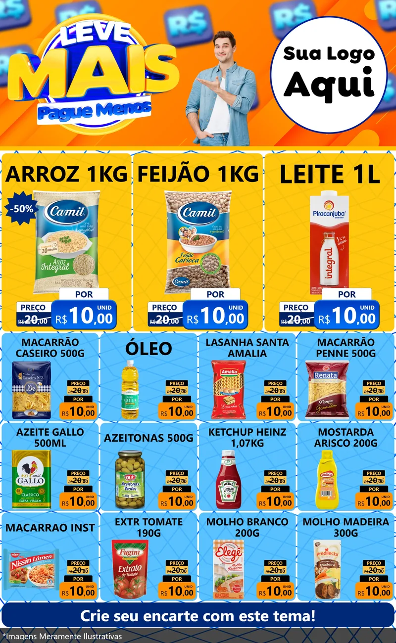 Modelo de Encarte para Encarte Grande com o tema Leve Mais, Pague Menos para Supermercado