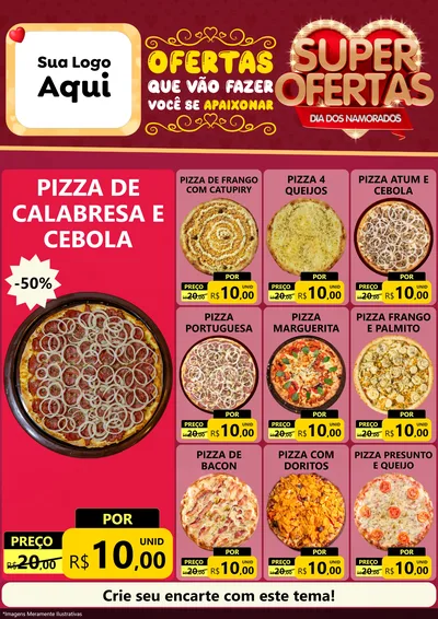 Modelo de Encarte para Encarte A4 Vertical com o tema Dia dos Namorados para Pizzaria