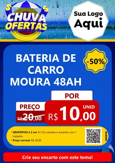 Modelo de Cartaz para Cartaz A4 Vertical com o tema Chuva de Ofertas para Baterias Elétricas