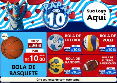 Modelo de Encarte para Encarte A4 Horizontal com o tema Papai Nota 10 para Artigos Esportivos
