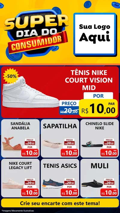 Modelo de Rede Social para Stories com o tema Super Dia do Consumidor para Calçados