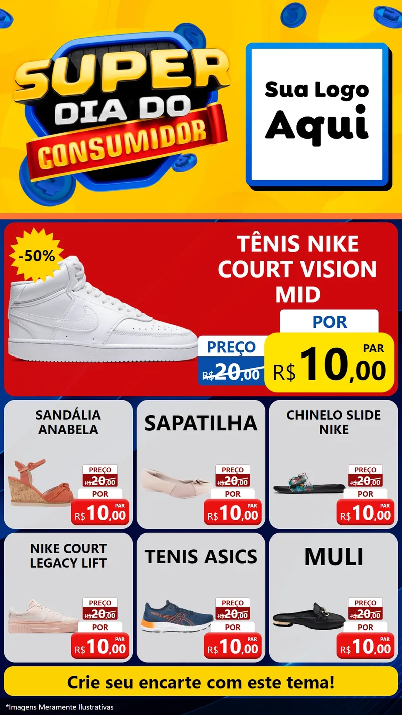 Modelo de Rede Social para Stories com o tema Super Dia do Consumidor para Calçados