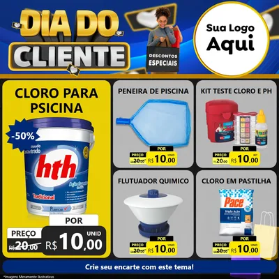 Modelo de Rede Social para Feed Facebook com o tema Dia Do Cliente para Produtos para Piscina