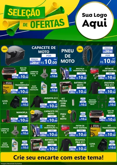 Modelo de Encarte para Encarte A4 Vertical com o tema Seleção de Ofertas - Copa para Moto peças
