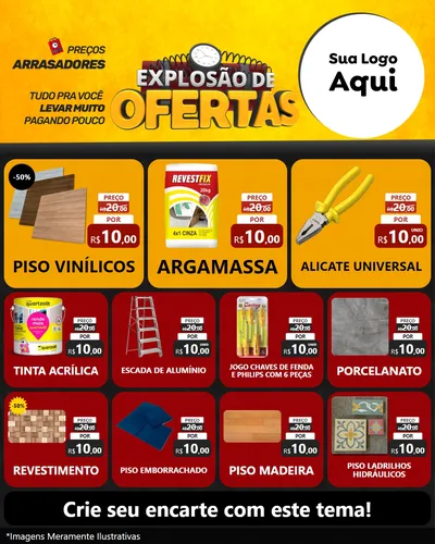 Modelo de Rede Social para Feed Instagram com o tema Explosão de Ofertas para Material para Construção