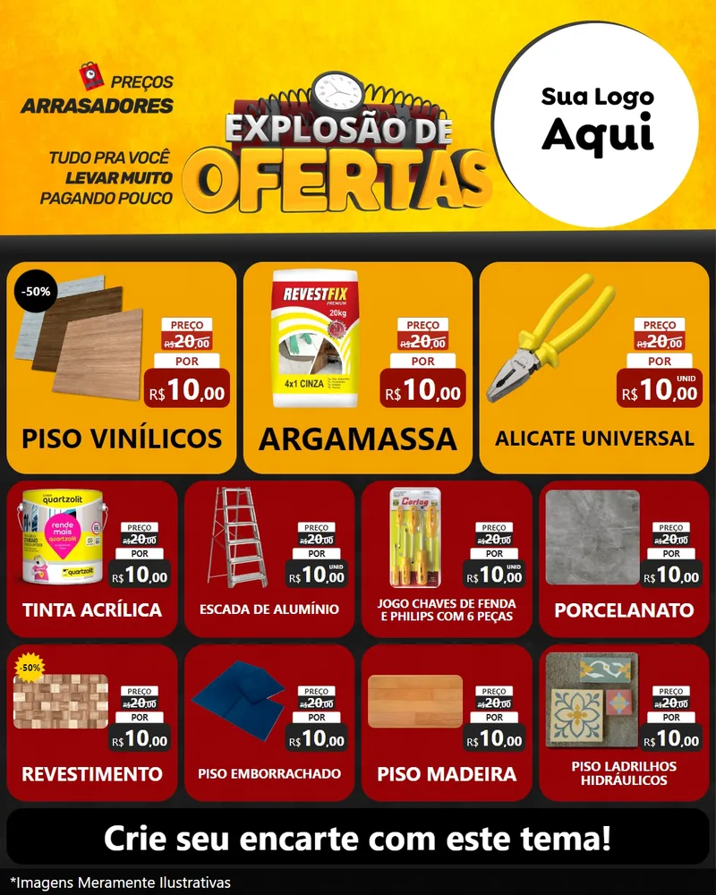 Modelo de Rede Social para Feed Instagram com o tema Explosão de Ofertas para Material para Construção